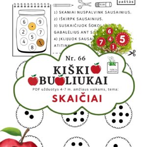 kiškio obuoliukai Nr. 66 SKAIČIAI. UŽDUOTYS APIE SKAIČIUS VAIKAMS PDF šablonai spausdinti sausainiai skaičiavimas skaičių identifikacija