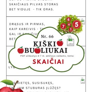 kiškio obuoliukai Nr. 66 SKAIČIAI. UŽDUOTYS APIE SKAIČIUS VAIKAMS PDF šablonai spausdintieiliuotos mįslės apie skaičius eilėraščiai