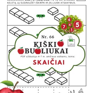 kiškio obuoliukai Nr. 66 SKAIČIAI. UŽDUOTYS APIE SKAIČIUS VAIKAMS PDF šablonai spausdinti SKAIČIavimas šokoladas vizualinė atimtis