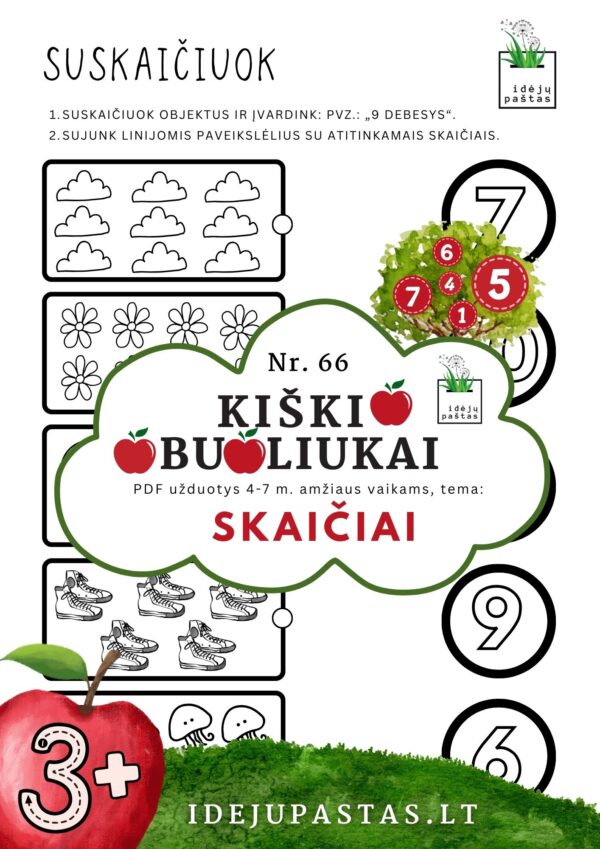 UŽDUOTYS APIE SKAIČIUS VAIKAMS PDF šablonai objektų skaičiavimas