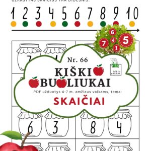 kiškio obuoliukai Nr. 66 SKAIČIAI. UŽDUOTYS APIE SKAIČIUS VAIKAMS PDF šablonai spausdinti daugiau mažiau