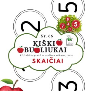 kiškio obuoliukai Nr. 66 SKAIČIAI. UŽDUOTYS APIE SKAIČIUS VAIKAMS PDF šablonai spausdinti klausymosi koncentracijos užduotis šablonas skaičiai