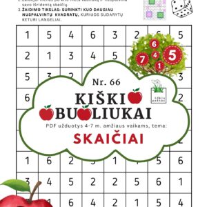 UŽDUOTYS APIE SKAIČIUS VAIKAMS PDF šablonai žaidimas skaičių kvadratas