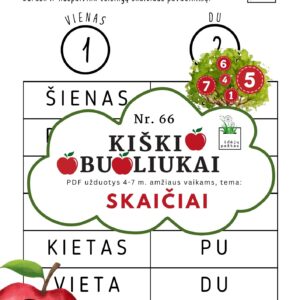 kiškio obuoliukai Nr. 66 SKAIČIAI. UŽDUOTYS APIE SKAIČIUS VAIKAMS PDF šablonai spausdinti skaičių pavadinimai skaitymo pratimai