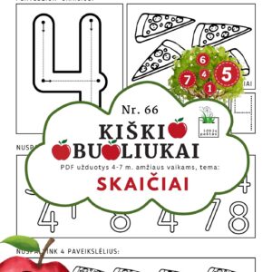 kiškio obuoliukai Nr. 66 SKAIČIAI. uŽDUOTYS APIE SKAIČIUS VAIKAMS PDF šablonai spausdinti skaičiaus pažinimo pratybos