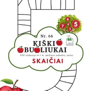 kiškio obuoliukai Nr. 66 SKAIČIAI. UŽDUOTYS APIE SKAIČIUS VAIKAMS PDF šablonai spausdinti skaičių marginimo šablonai trafaretai