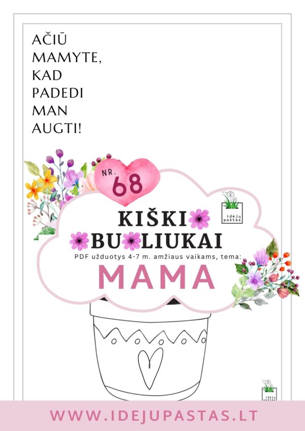 mamos dienos užduotys apie mamą vaikams pdf spausdinti šablonas gėlytė rankytė kūrybinis darbelis