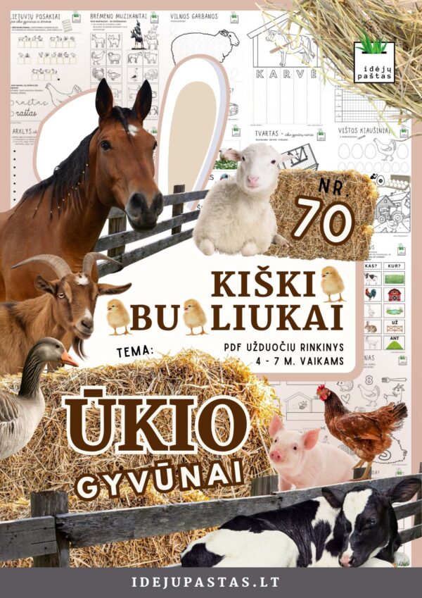 užduotys apie ūkio gyvūnus paveikslėlių kortelės pdf kiškio obuoliukai ūkio gyvūnai