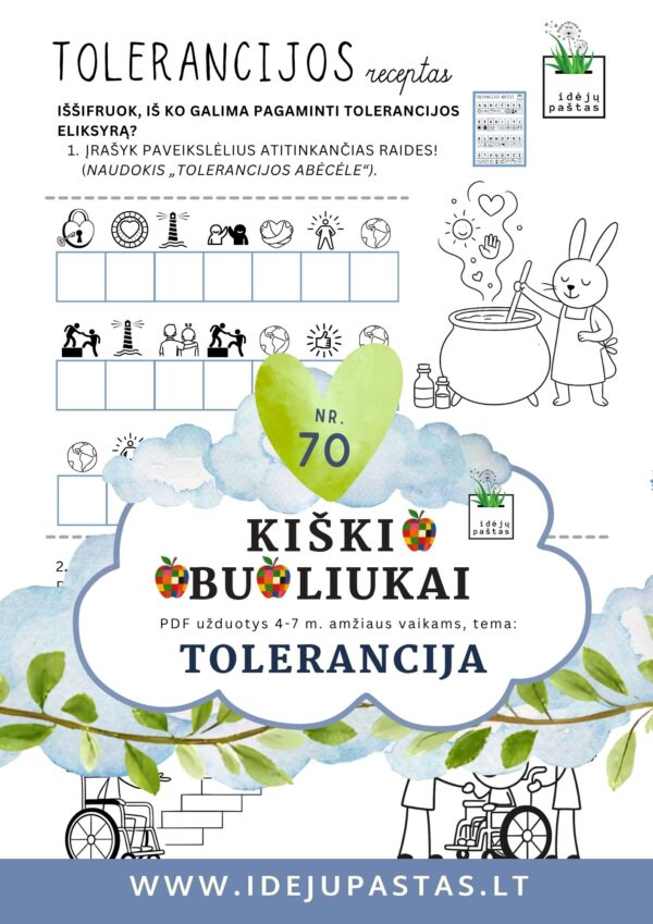 užduotys apie toleranciją tolerancijos diena. KIŠKIO OBUOLIUKAI tolerancijos abėcėlė iššifruok tolerancijos receptas
