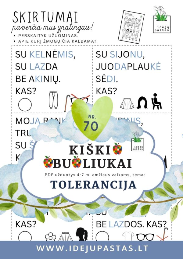 užduotys apie toleranciją tolerancijos diena. KIŠKIO OBUOLIUKAI skaitymo tekstai užuominos kas tas žmogus anekta skirtingi žmonės