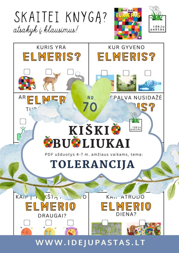 užduotys apie toleranciją tolerancijos diena. KIŠKIO OBUOLIUKAI idėjų paštas elmeris perskaitytos knygos anketa