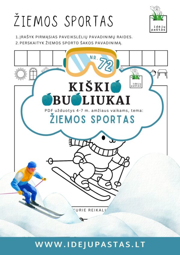 užduotys žiemos sportas vaikams slidės slidinėjimas
