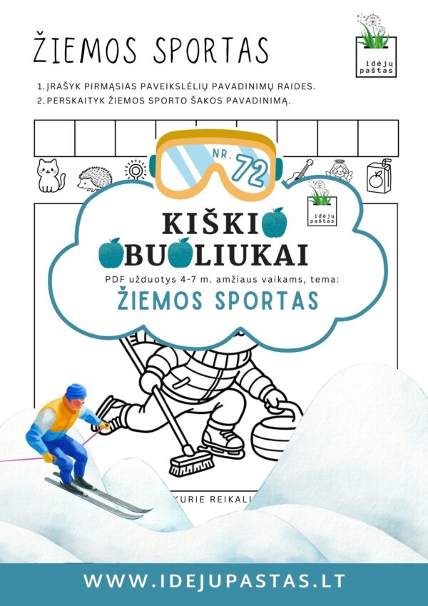 užduotys žiemos sportas vaikams kerlingas