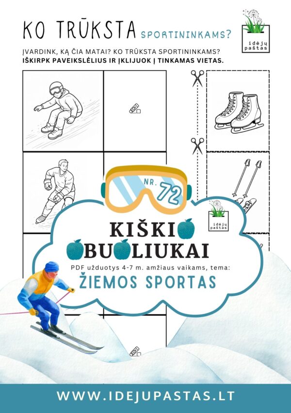 užduotys žiemos sportas vaikams sporto inventorius
