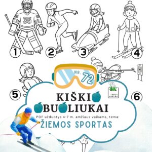 užduotys žiemos sportas vaikams užuominos skaitymas teksto suvokimas