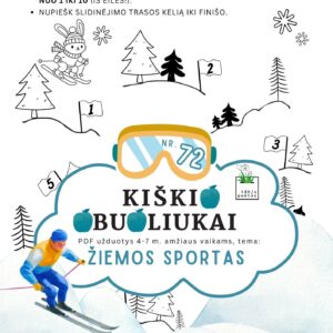 užduotys žiemos sportas vaikams slidinėjimas skaičių seka
