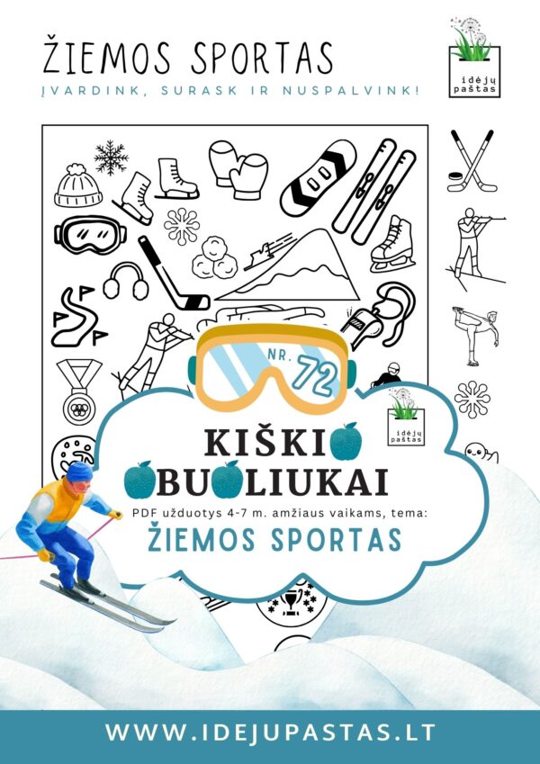 užduotys žiemos sportas vaikams įvardinimas objektų