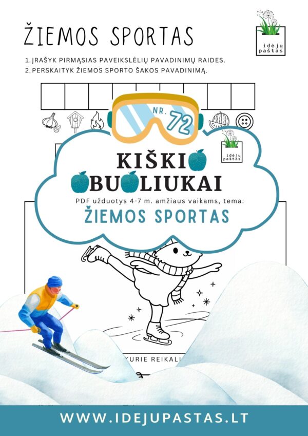 užduotys žiemos sportas vaikams čiuožimas ant ledo
