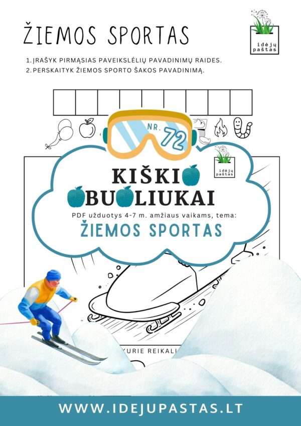užduotys žiemos sportas vaikams bobslėjus