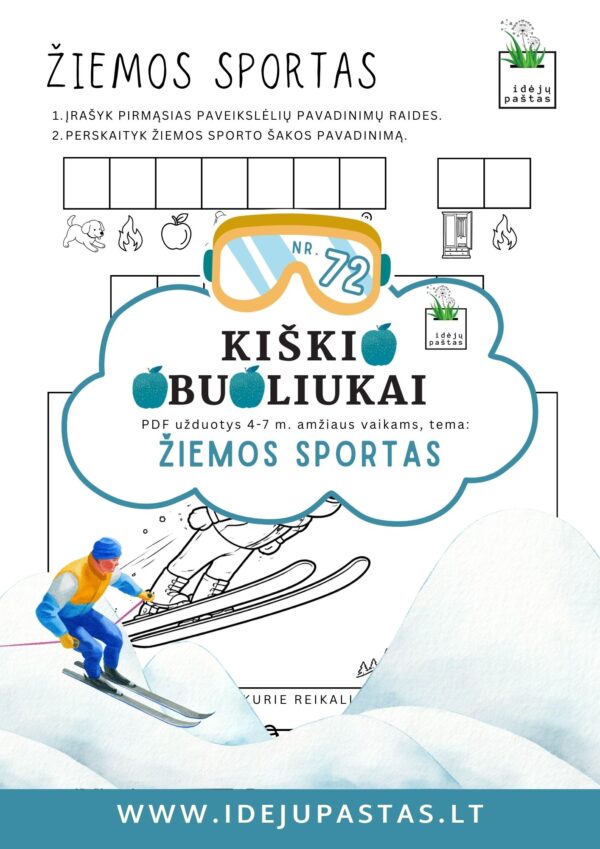 užduotys žiemos sportas vaikams šuoliai su slidėmis