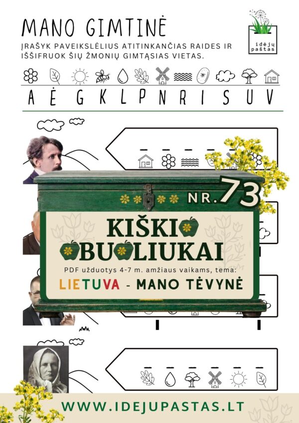 Kiškio obuoliukai Nr. 73 - LIETUVA - MANO TĖVYNĖ! UŽDUOTYS VAIKAMS APIE Lietuvą gimtinė lietuvos asmenybės