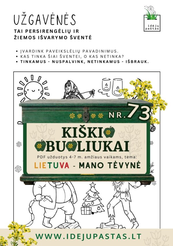 Kiškio obuoliukai Nr. 73 - LIETUVA - MANO TĖVYNĖ! UŽDUOTYS VAIKAMS APIE Lietuvą lietuvos šventės užgavėnės