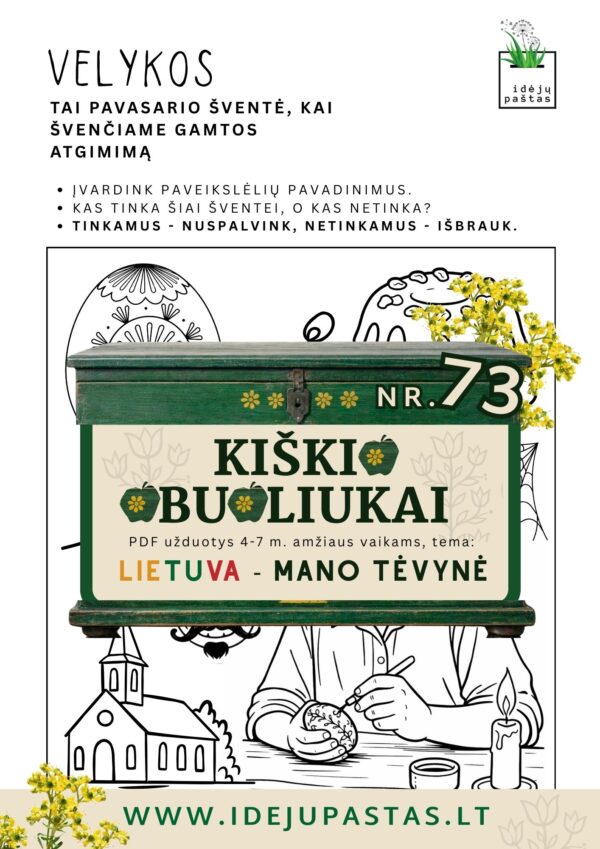 Kiškio obuoliukai Nr. 73 - LIETUVA - MANO TĖVYNĖ! UŽDUOTYS VAIKAMS APIE Lietuvą lietuvos šventės velykos