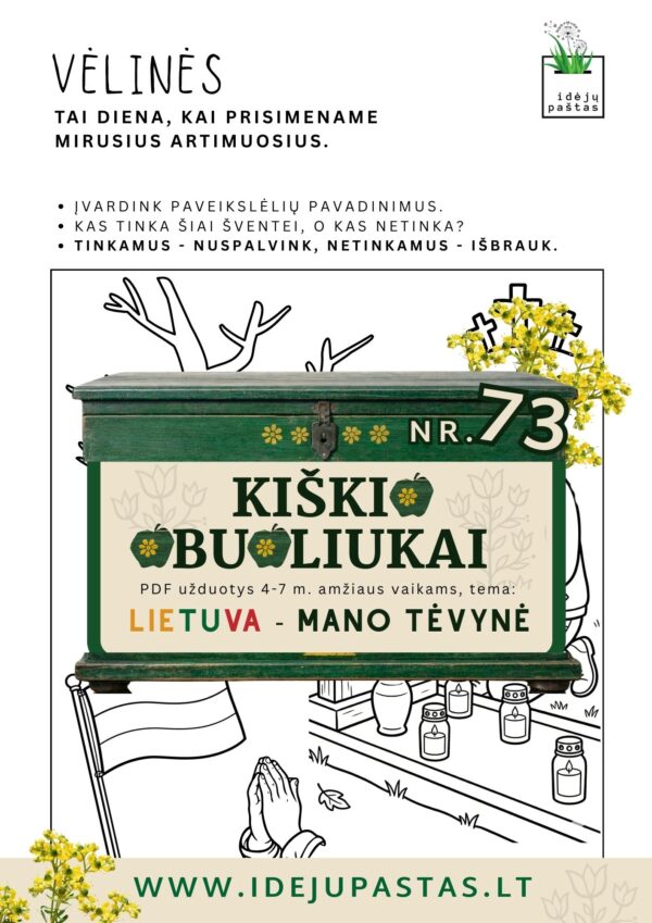 Kiškio obuoliukai Nr. 73 - LIETUVA - MANO TĖVYNĖ! UŽDUOTYS VAIKAMS APIE Lietuvą lietuvos šventės vėlinės