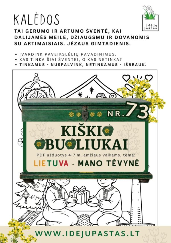 Kiškio obuoliukai Nr. 73 - LIETUVA - MANO TĖVYNĖ! UŽDUOTYS VAIKAMS APIE Lietuvą lietuvos šventės kalėdos