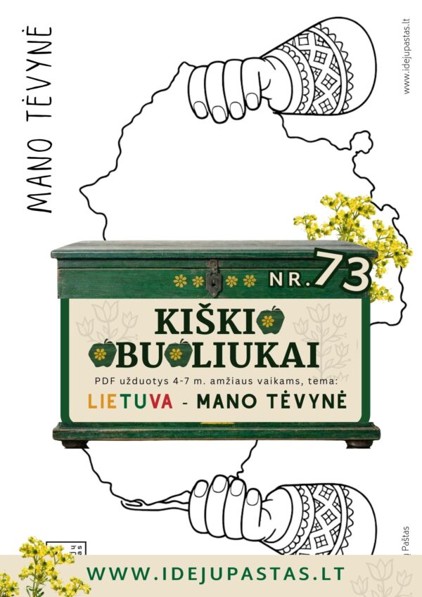 Kiškio obuoliukai Nr. 73 - LIETUVA - MANO TĖVYNĖ! UŽDUOTYS VAIKAMS APIE Lietuvą žemėlapis