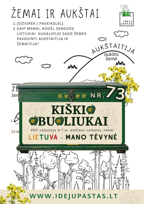 Kiškio obuoliukai Nr. 73 - LIETUVA - MANO TĖVYNĖ! UŽDUOTYS VAIKAMS APIE Lietuvą etnografiniai regionai aukštaitija žemaitija