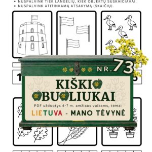 Kiškio obuoliukai Nr. 73 - LIETUVA - MANO TĖVYNĖ! UŽDUOTYS VAIKAMS APIE Lietuvą skaičiavimas