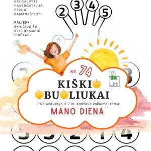 kiškio obuoliukai 74 užduotys vaikams mano diena dienos rutina_plakatas smegenų pirštų rankos dėmesio sutelkimo mankšta vaikams paliesk su pirštu