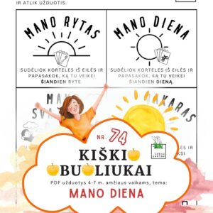 kiškio obuoliukai 74 užduotys vaikams mano diena dienos rutina_kortelės užduotys dienos planavimas dienotvarkė