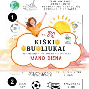 Kiškio obuoliukai Nr. 74 užduotys vaikams mano diena dienos rutinadiena ir naktis žemė saulė ekperimentas