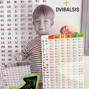 priebalsis su dvibalsiu skiemenys skaitymo plakatas a3