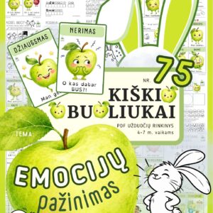 kiškio obuoliukai nr 75 emocijų pažinimas jausmai stiprybės kortelės užduotys ugdymo priemonė ikimokykliniam priešmokykliniam ugdymui