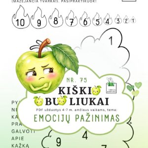 kiškio obuoliukai nr 75 emocijų pažinimas jausmai stiprybės kortelės užduotys ugdymo priemonė ikimokykliniam priešmokykliniam ugdymui pykčio gesintuvas skaičiavimas