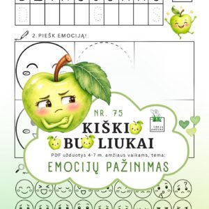 kiškio obuoliukai nr 75 emocijų pažinimas jausmai stiprybės kortelės užduotys ugdymo priemonė ikimokykliniam priešmokykliniam ugdymui džiaugsmas
