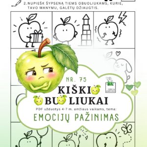 kiškio obuoliukai nr 75 emocijų pažinimas jausmai stiprybės kortelės užduotys ugdymo priemonė ikimokykliniam priešmokykliniam ugdymui džiaugsmas kodėl džiaugiasi