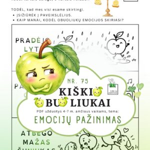 kiškio obuoliukai nr 75 emocijų pažinimas jausmai stiprybės kortelės užduotys ugdymo priemonė ikimokykliniam priešmokykliniam ugdymui ar džiaugsmas vienodas